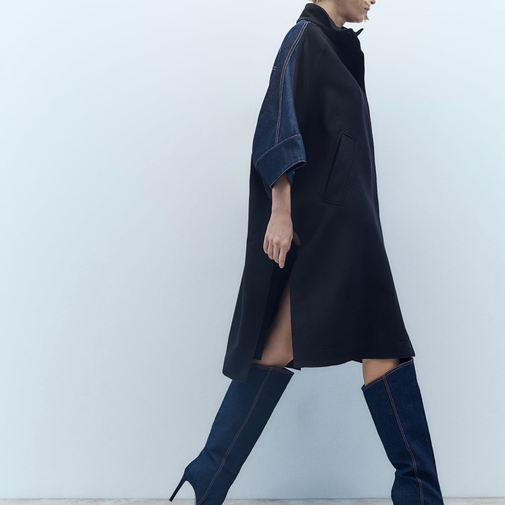 ZARA MANTECO WOOL BLEND CAPE ZW COLLECTION